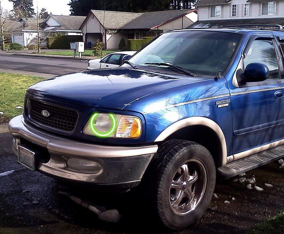 1997-2002 Ford Expedition Multicolor Halo Kit - RGB Halo Kits Multicolor Flow Series Color Chasing RGBWA LED headlight kit Colorshift Oracle Lighting Trendz OneUpLighting Morimoto theretrofitsource AutoLEDTech Diode Dynamics