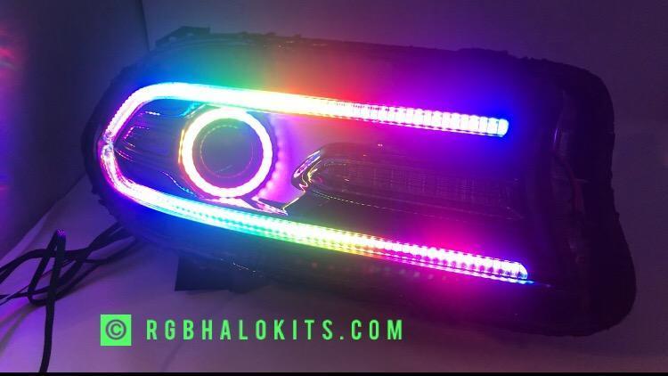 2015-2023 Dodge Charger Flow Series/Color Chasing DRL Boards (Diffused LED Version) - RGB Halo Kits Multicolor Flow Series Color Chasing RGBWA LED headlight kit Oracle Lighting Trendz OneUpLighting Morimoto theretrofitsource AutoLEDTech Diode Dynamics