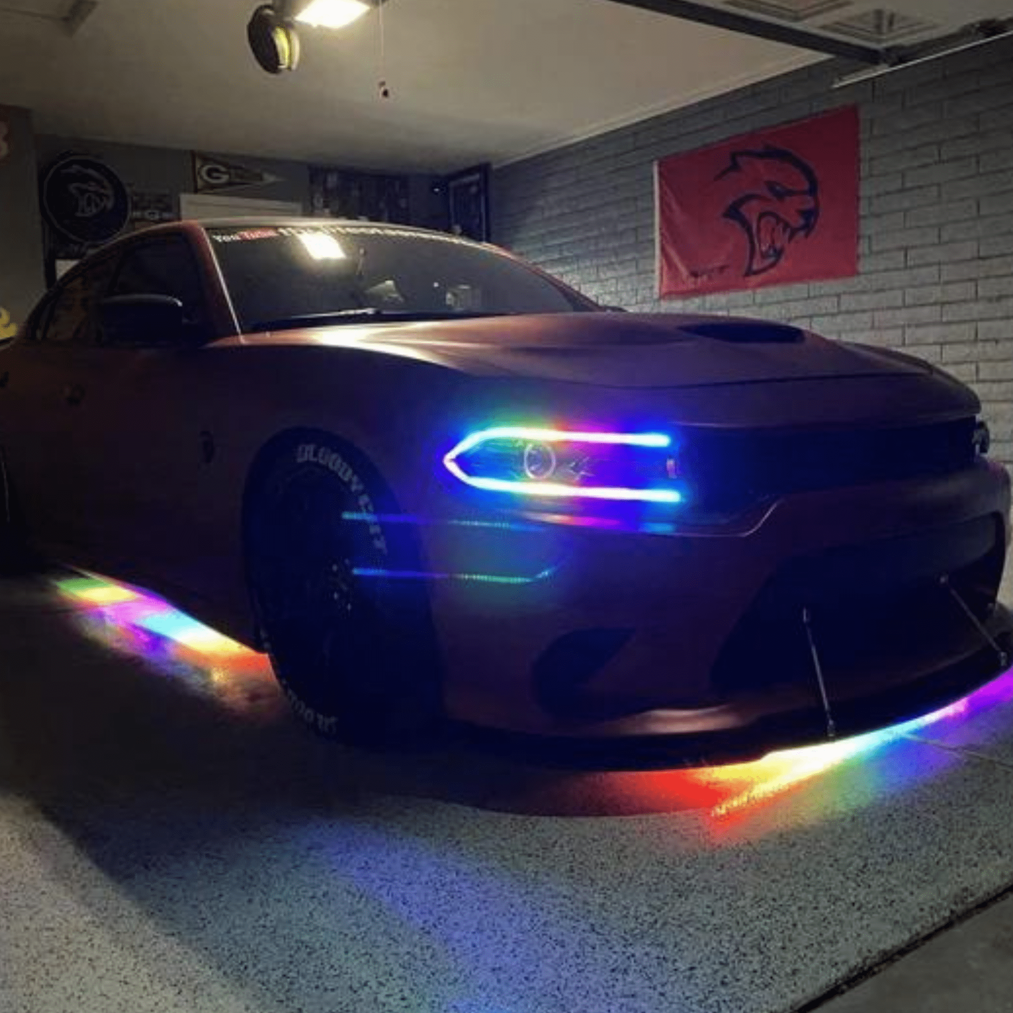 2015-2023 Dodge Charger Flow Series/Color Chasing DRL Boards (Diffused LED Version) - RGB Halo Kits Multicolor Flow Series Color Chasing RGBWA LED headlight kit Oracle Lighting Trendz OneUpLighting Morimoto theretrofitsource AutoLEDTech Diode Dynamics