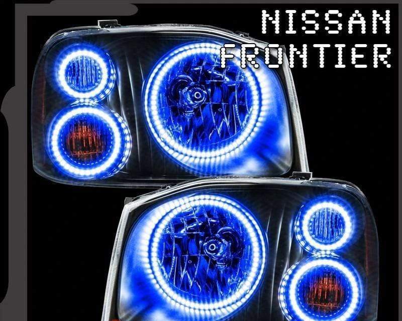 2001-2004 Nissan Frontier Triple Multicolor Halo Kit - RGB Halo Kits Multicolor Flow Series Color Chasing RGBWA LED headlight kit Colorshift Oracle Lighting Trendz OneUpLighting Morimoto theretrofitsource AutoLEDTech Diode Dynamics