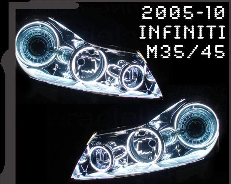 2005-2010 Infiniti M35/45 Multicolor Halo Kit - RGB Halo Kits Multicolor Flow Series Color Chasing RGBWA LED headlight kit Colorshift Oracle Lighting Trendz OneUpLighting Morimoto theretrofitsource AutoLEDTech Diode Dynamics