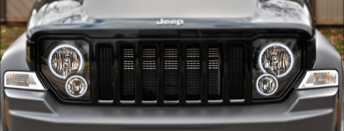 2008-2013 Jeep Liberty Multicolor Halo Kit - RGB Halo Kits Multicolor Flow Series Color Chasing RGBWA LED headlight kit Colorshift Oracle Lighting Trendz OneUpLighting Morimoto theretrofitsource AutoLEDTech Diode Dynamics