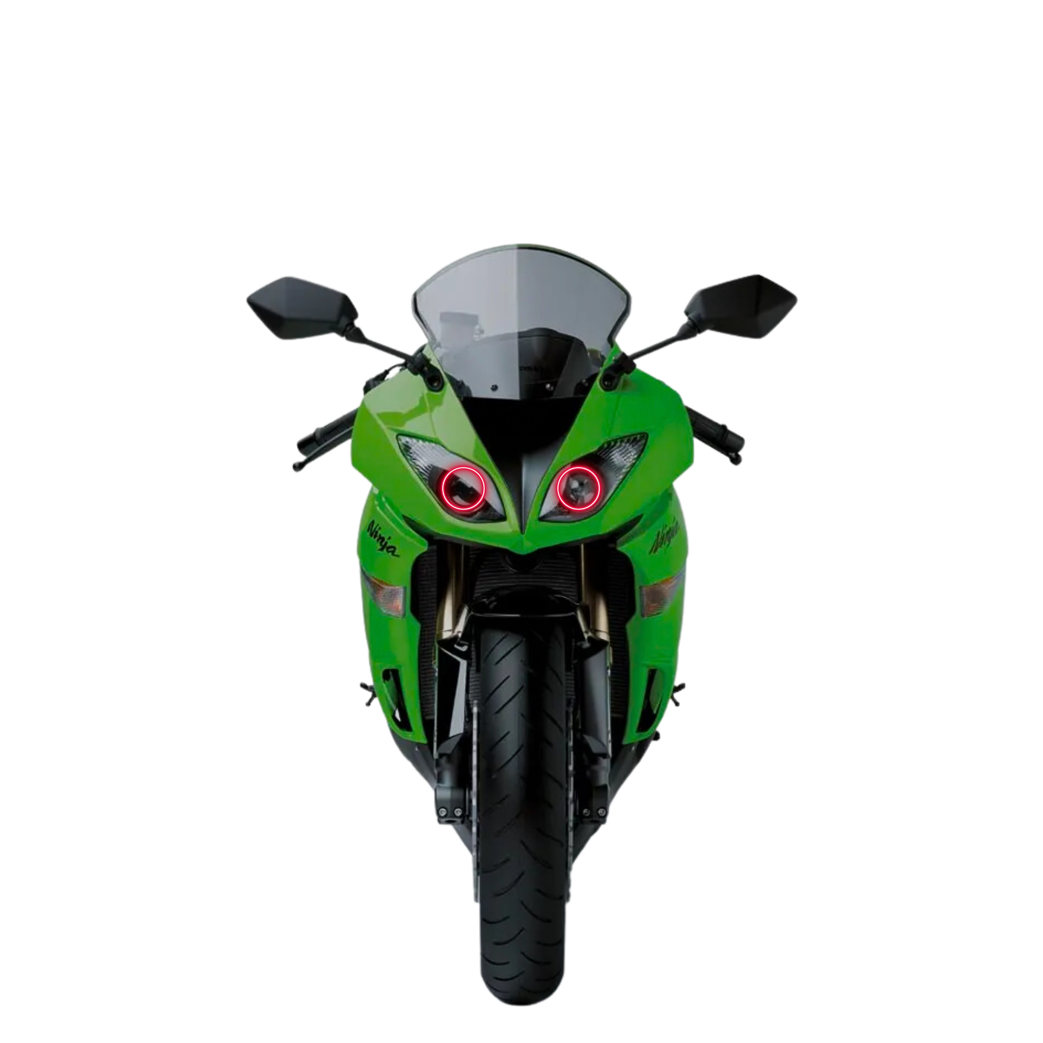 2009-2012 Kawasaki ZX-6R Multicolor Halo Kit - RGB Halo Kits Multicolor Flow Series Color Chasing RGBWA LED headlight kit Colorshift Oracle Lighting Trendz OneUpLighting Morimoto theretrofitsource AutoLEDTech Diode Dynamics