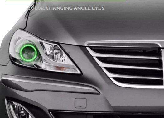 2012-2014 Hyundai Genesis Sedan Multicolor Halo Kit - RGB Halo Kits Multicolor Flow Series Color Chasing RGBWA LED headlight kit Colorshift Oracle Lighting Trendz OneUpLighting Morimoto theretrofitsource AutoLEDTech Diode Dynamics