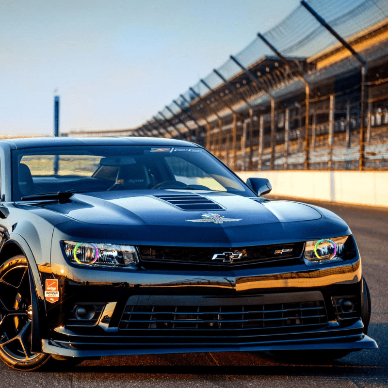 2014-2015 Chevrolet Camaro Headlight Multicolor Halo Kit - RGB Halo Kits Multicolor Flow Series Color Chasing RGBWA LED headlight kit Oracle Lighting Trendz OneUpLighting Morimoto theretrofitsource AutoLEDTech Diode Dynamics