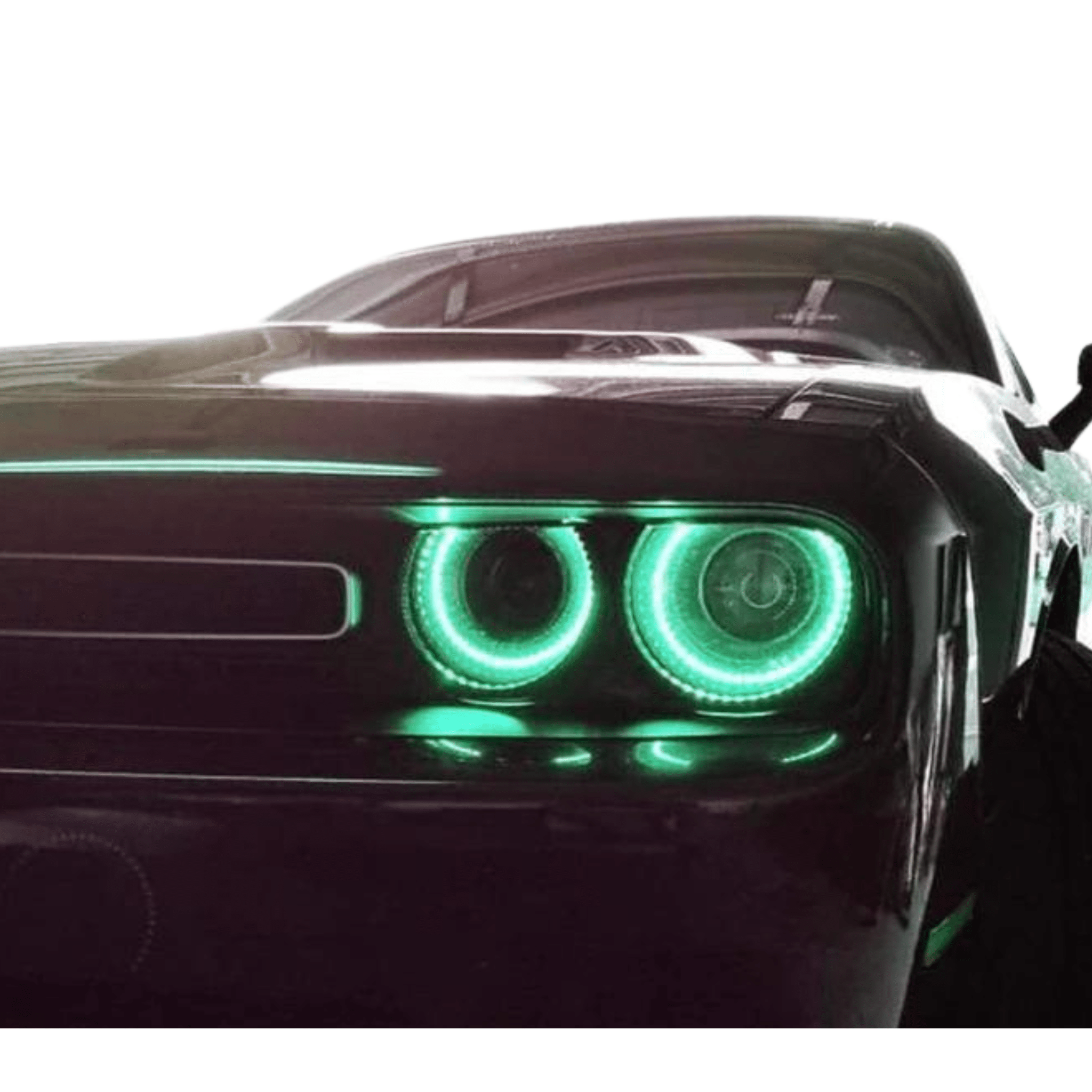2015-2022 Dodge Challenger Waterproof External Mount Multicolor Halo Kit - RGB Halo Kits Multicolor Flow Series Color Chasing RGBWA LED headlight kit Oracle Lighting Trendz OneUpLighting Morimoto theretrofitsource AutoLEDTech Diode Dynamics
