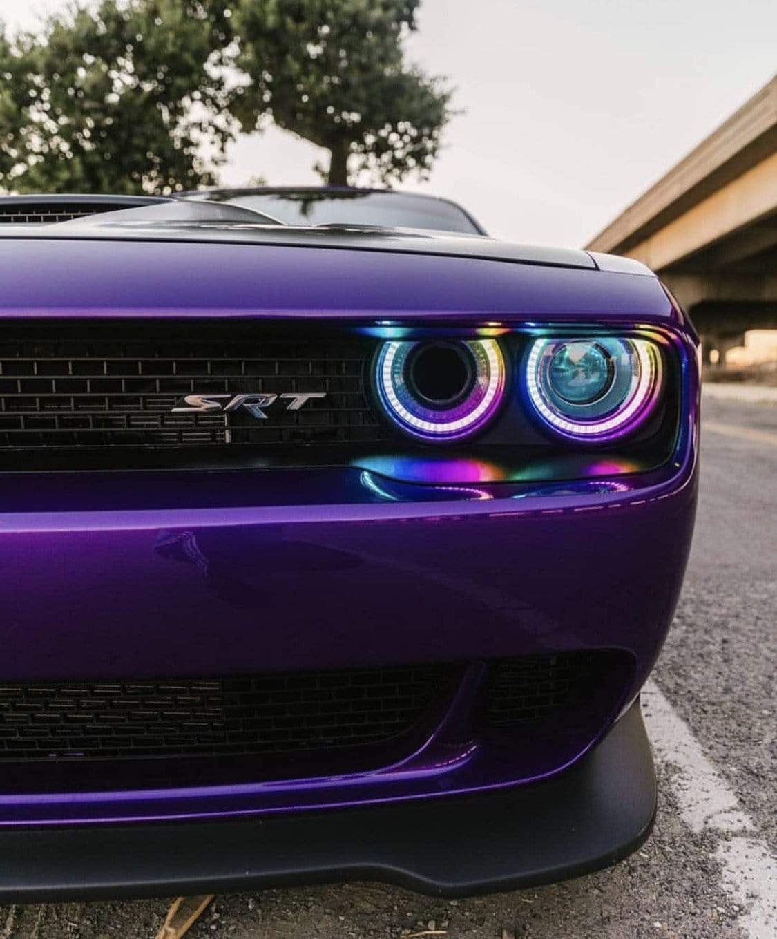 2015-2022 Dodge Challenger Waterproof External Mount Multicolor Halo Kit - RGB Halo Kits Multicolor Flow Series Color Chasing RGBWA LED headlight kit Oracle Lighting Trendz OneUpLighting Morimoto theretrofitsource AutoLEDTech Diode Dynamics