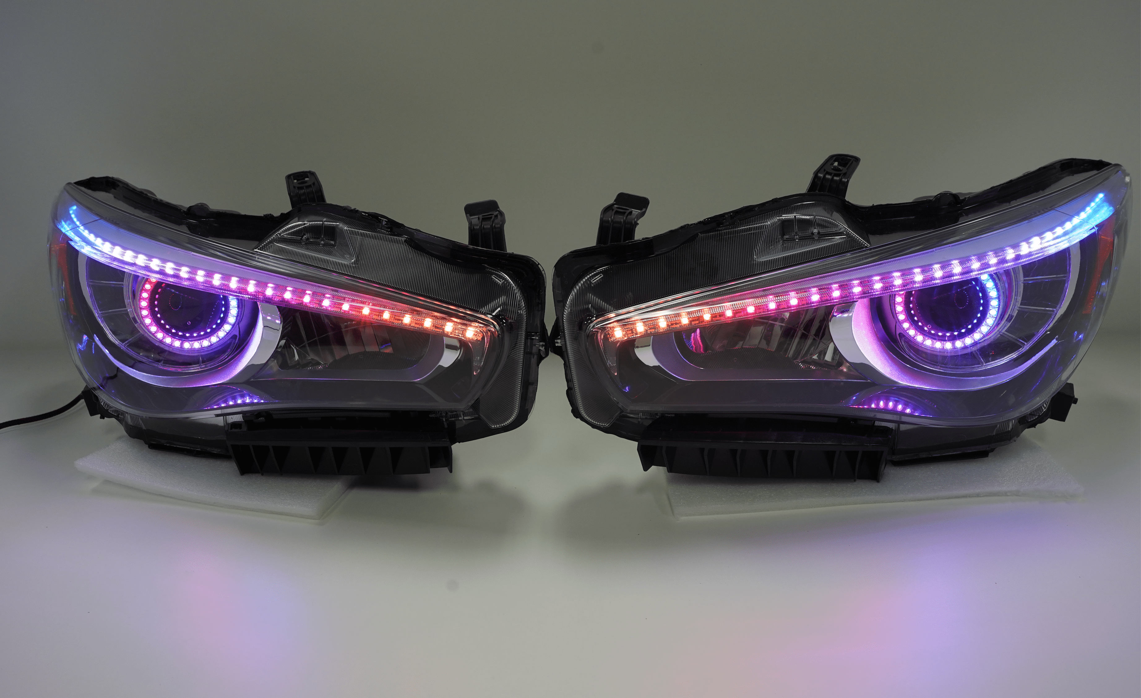 RGB Halo Kits Led Headlights 2016-2022 Infiniti Q50 Prebuilt Headlights