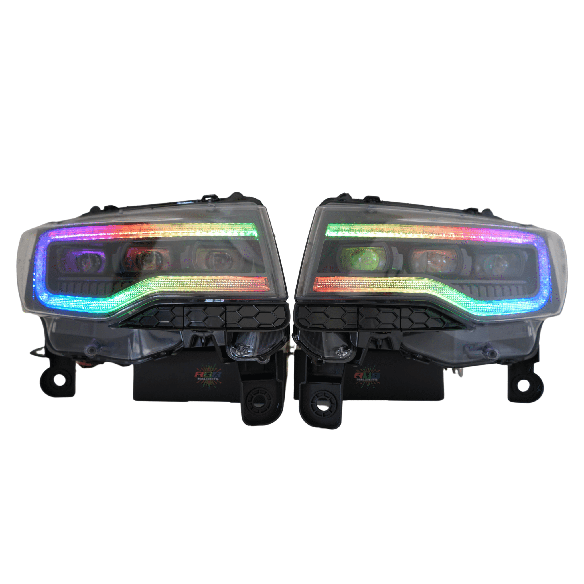 RGB Halo Kits Pre-Built Headlights (2014-2022) Jeep Grand Cherokee Multicolor Pre-Built XB Headlights