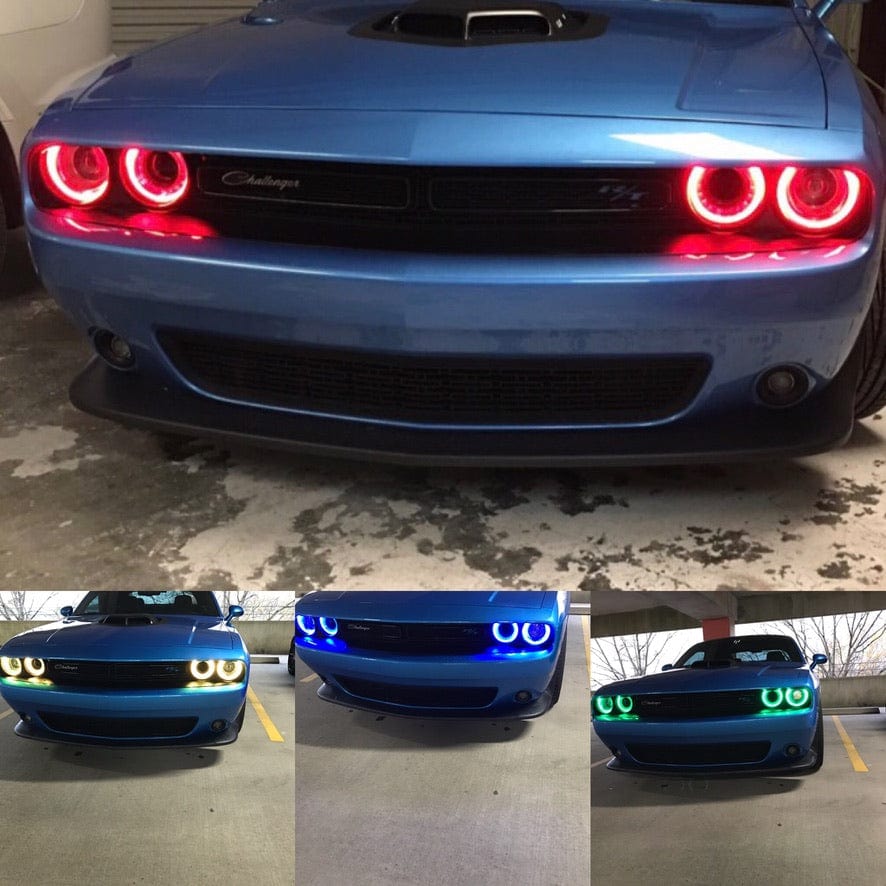 RGB Halo Kits Pre-Built Headlights 2015-2023 Dodge Challenger Pre-Built Headlights