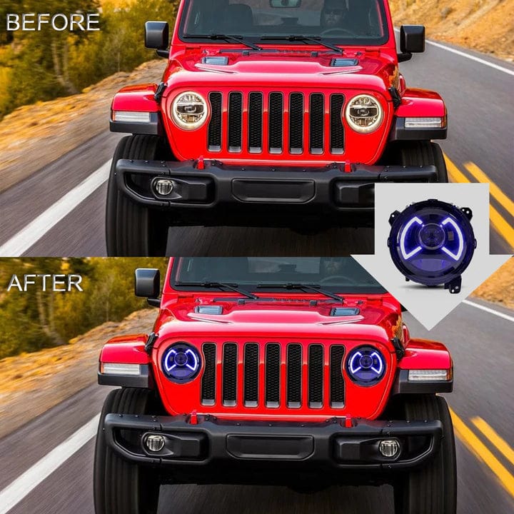 RGB Halo Kits Prebuilt Headlights 2018-2020 JEEP WRANGLER Prebuilt Headlights