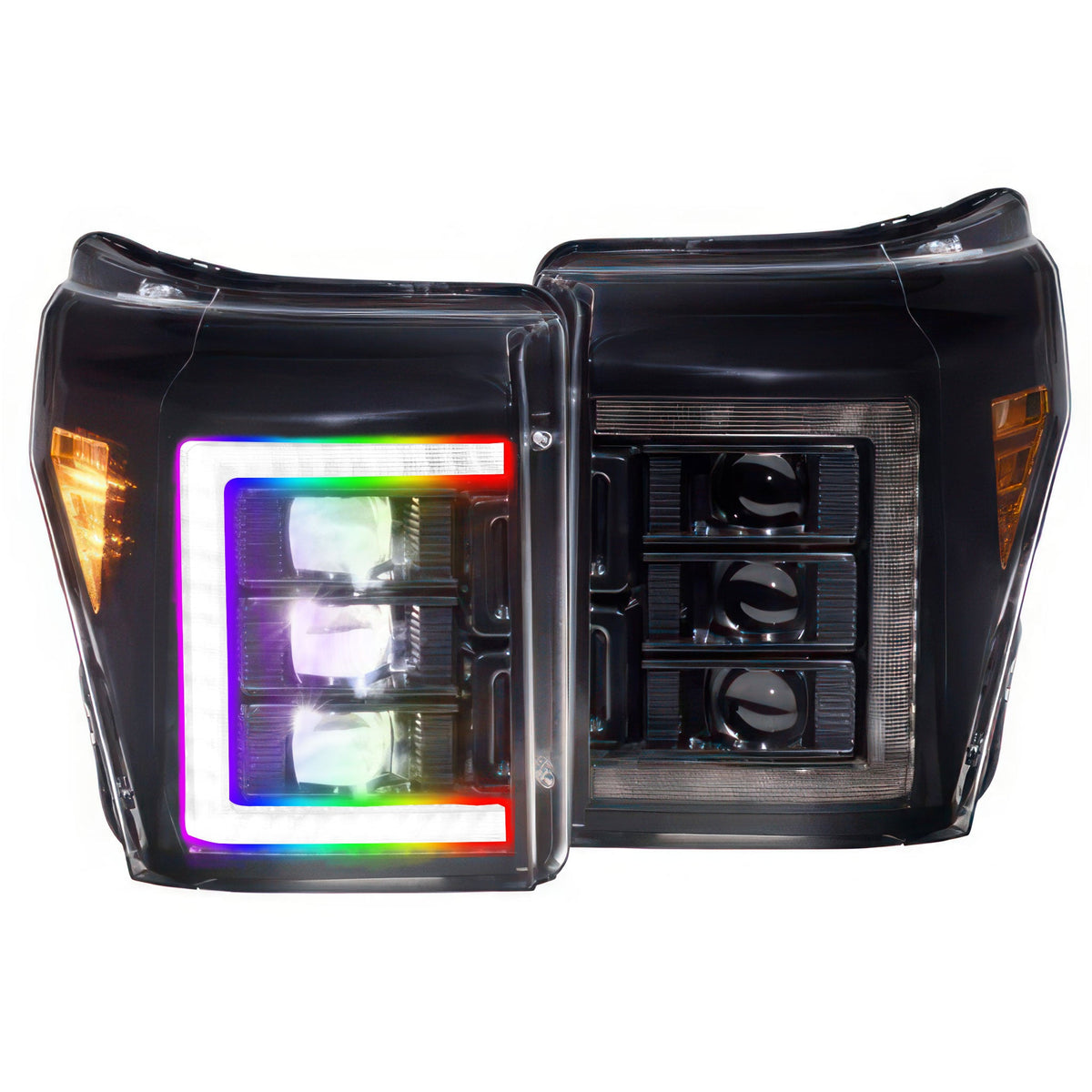 Ford Super Duty: Multicolor Flow Series Headlights (2011-2016) | XB Morimoto – Custom Multicolor LED Lighting by RGB Halo Kits