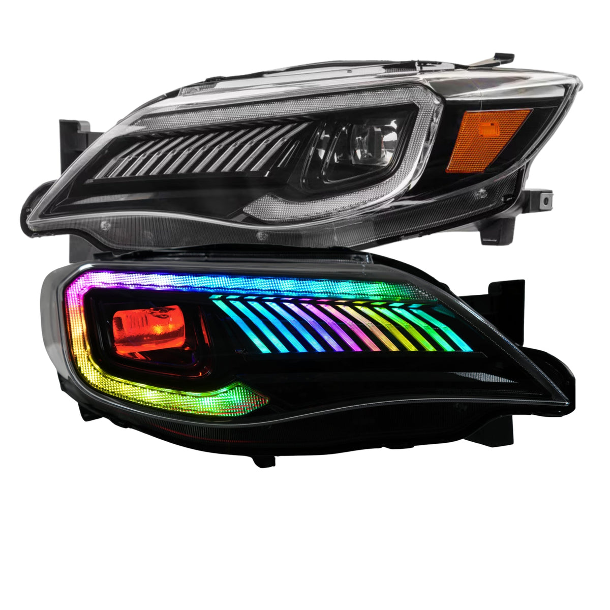 Subaru Impreza WRX/STI: Multicolor Flow Series Headlights (2008-2014) + Demon Eyes | XB Morimoto – Custom Multicolor LED Lighting by RGB Halo Kits
