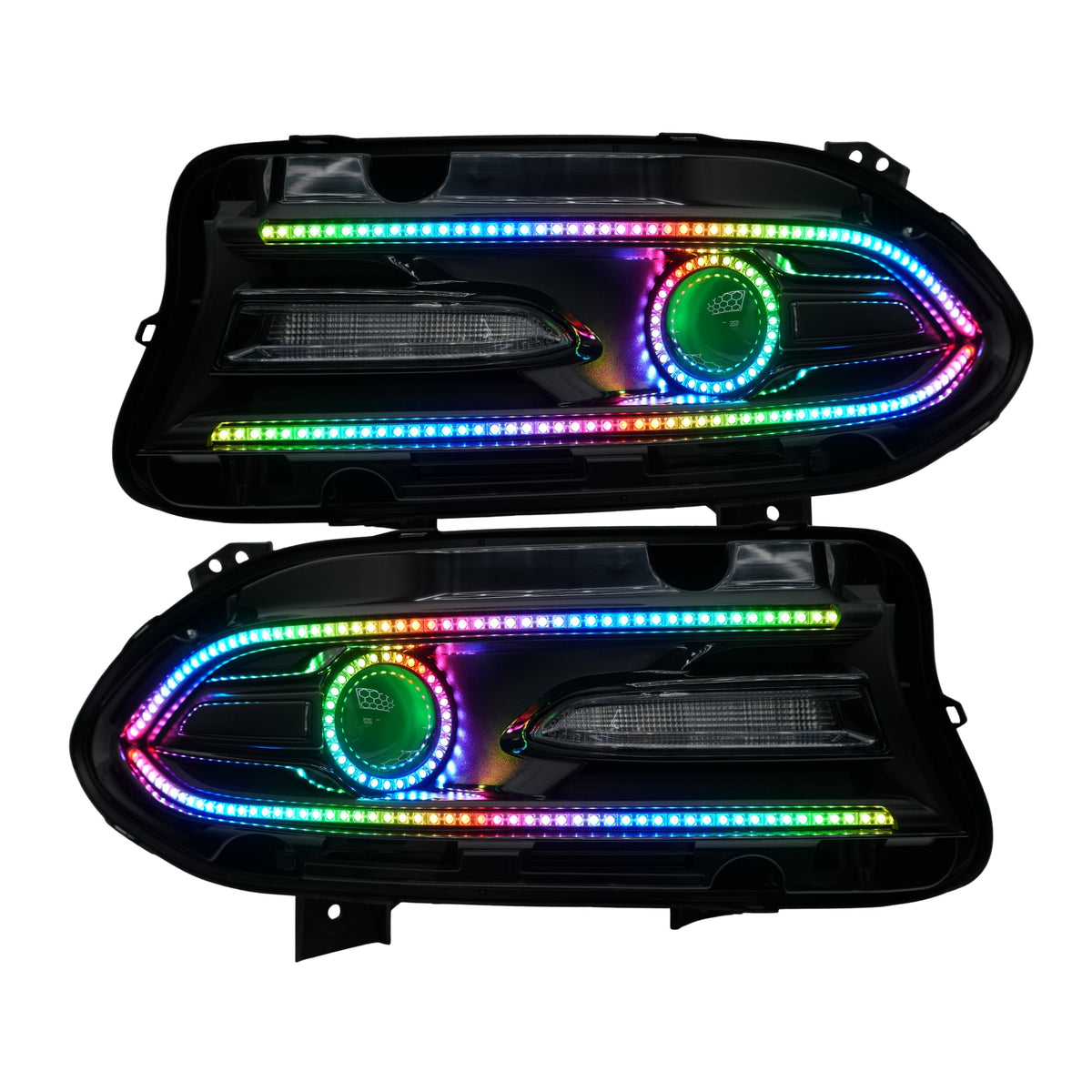 Dodge Charger: Multicolor Flow Series Halo Headlights (2015–2023) – Custom Multicolor LED Lighting by RGB Halo Kits