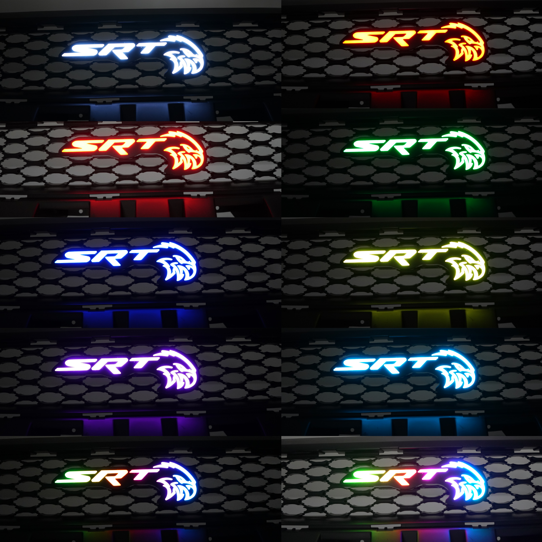 SRT Trackhawk Hellhawk LED Emblem: (Multicolor)