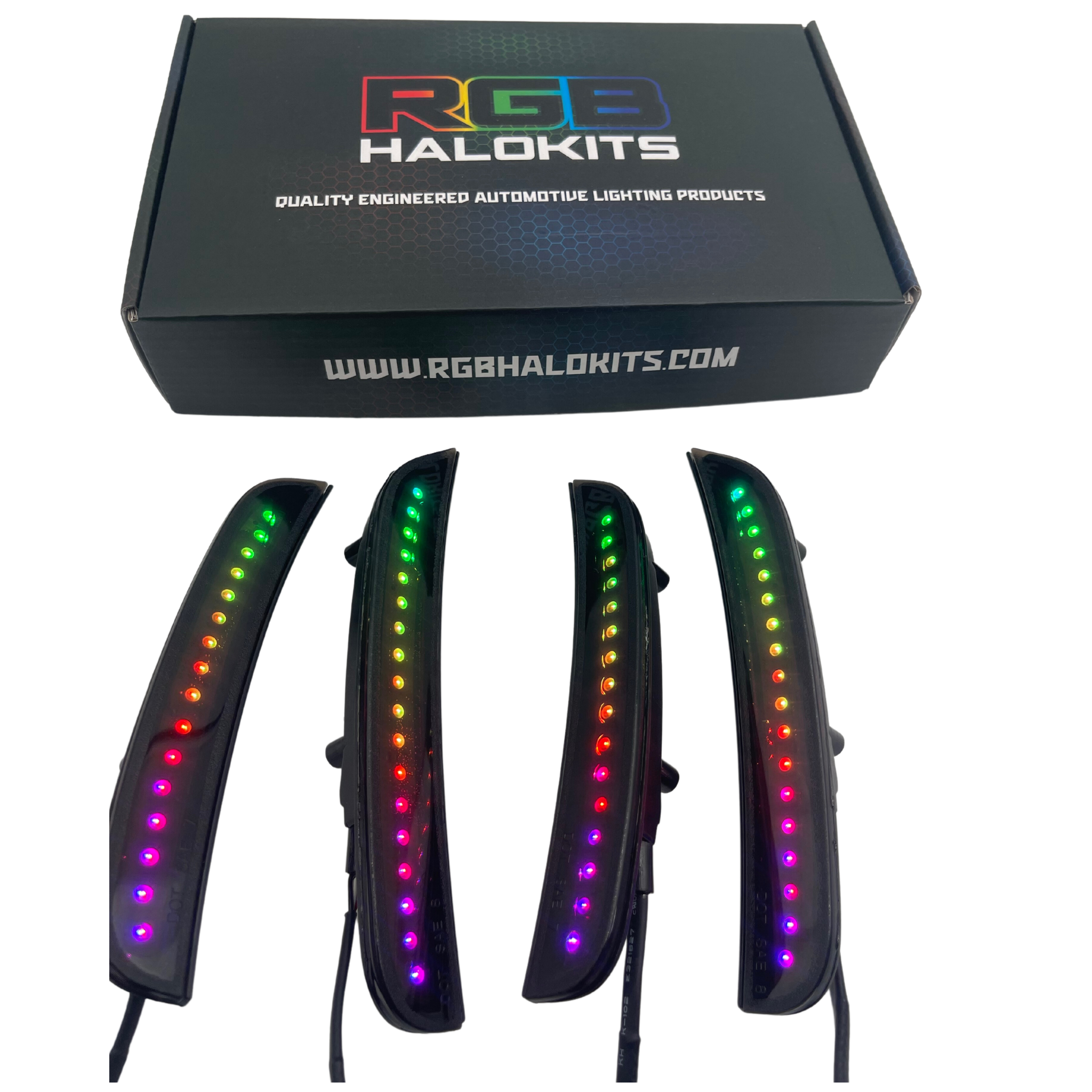 2015-2023 Dodge Charger Flow Series Side Markers (4pc) - RGB Halo Kits Multicolor Flow Series Color Chasing RGBWA LED headlight kit Oracle Lighting Trendz OneUpLighting Morimoto theretrofitsource AutoLEDTech Diode Dynamics