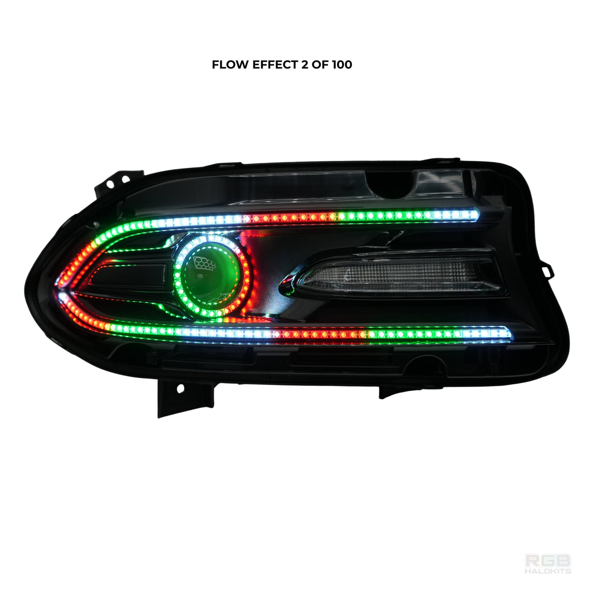 Dodge Charger: Multicolor Flow Series Halo Headlights (2015–2023) – Custom Multicolor LED Lighting by RGB Halo Kits