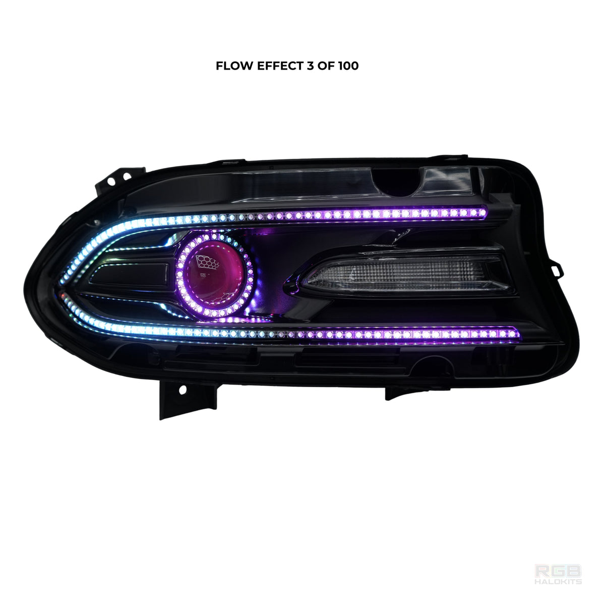 Dodge Charger: Multicolor Flow Series Halo Headlights (2015–2023) – Custom Multicolor LED Lighting by RGB Halo Kits