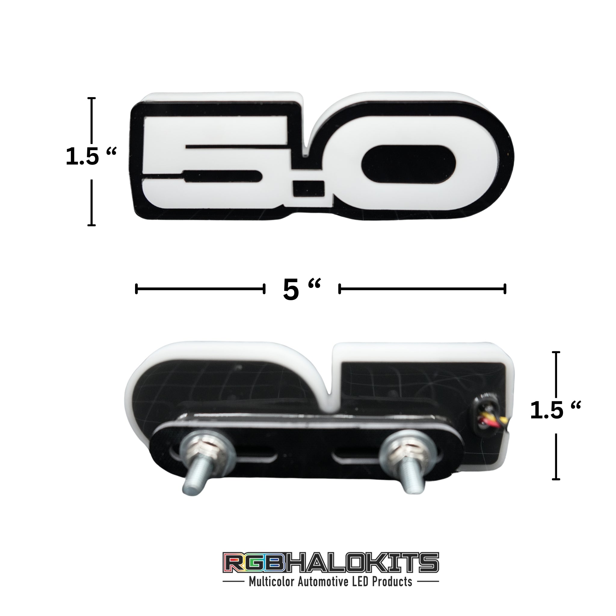 5.0 LED Emblem Badge: Ford Mustang (Multicolor Flow) â€“ Custom Multicolor LED Lighting by RGB Halo Kits