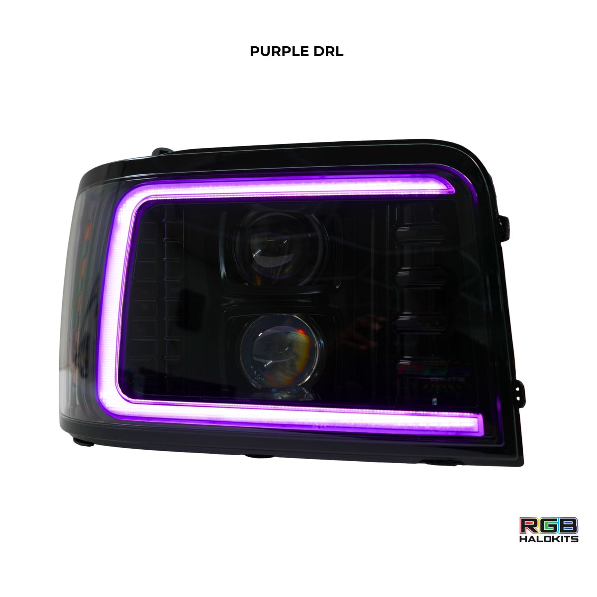Ford F-Series/Bronco: Multicolor Flow Series Alphablack Headlights (1992-1996) | Alpharex – Custom Multicolor LED Lighting by RGB Halo Kits
