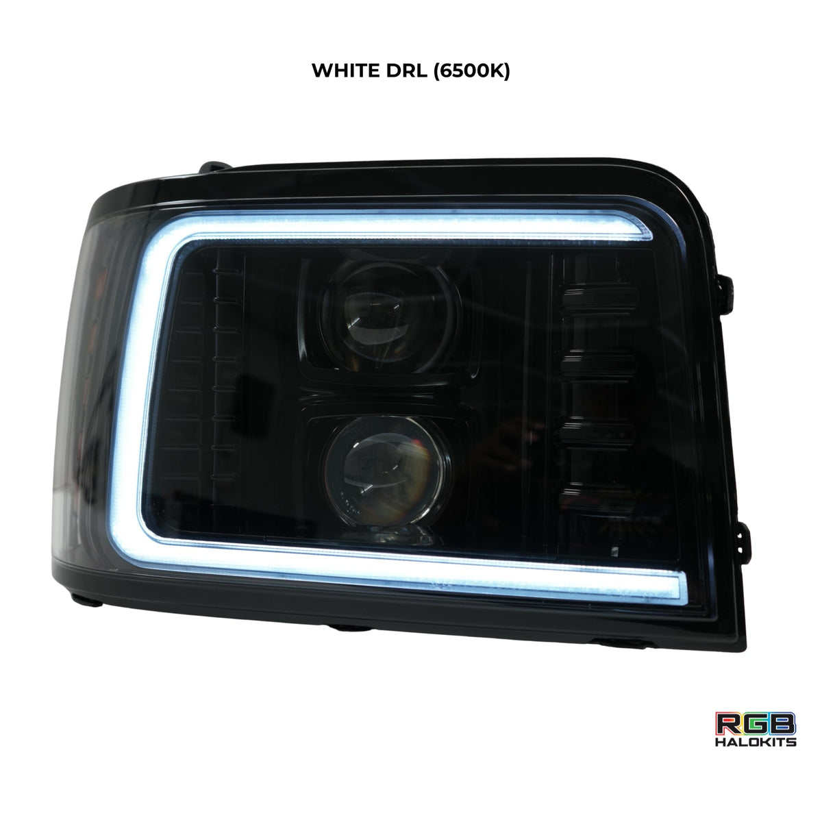 Ford F-Series/Bronco: Multicolor Flow Series Alphablack Headlights (1992-1996) | Alpharex – Custom Multicolor LED Lighting by RGB Halo Kits