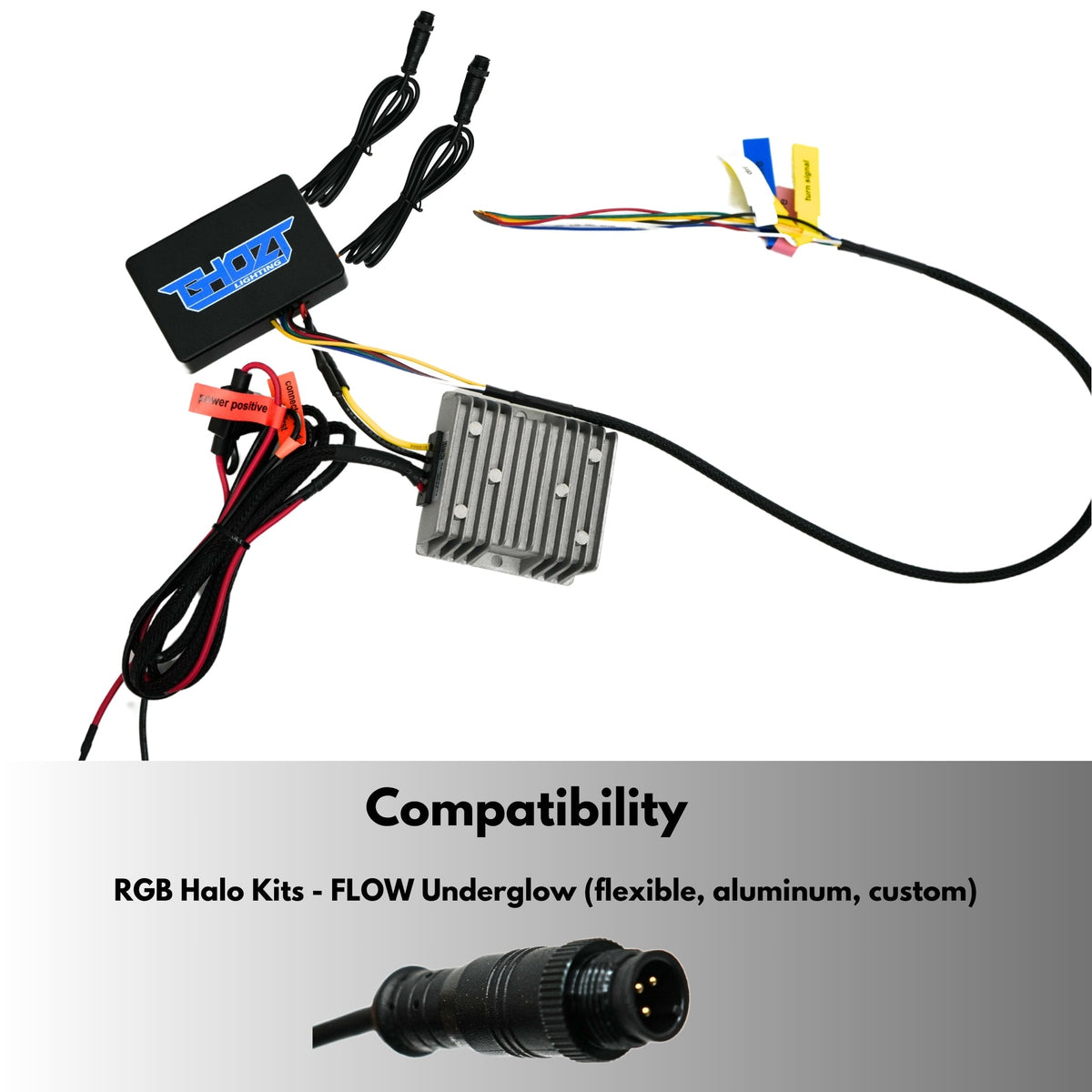 Blueghozt Bluetooth Controller (Flow Series) Prewired – Custom Multicolor LED Lighting by RGB Halo Kits