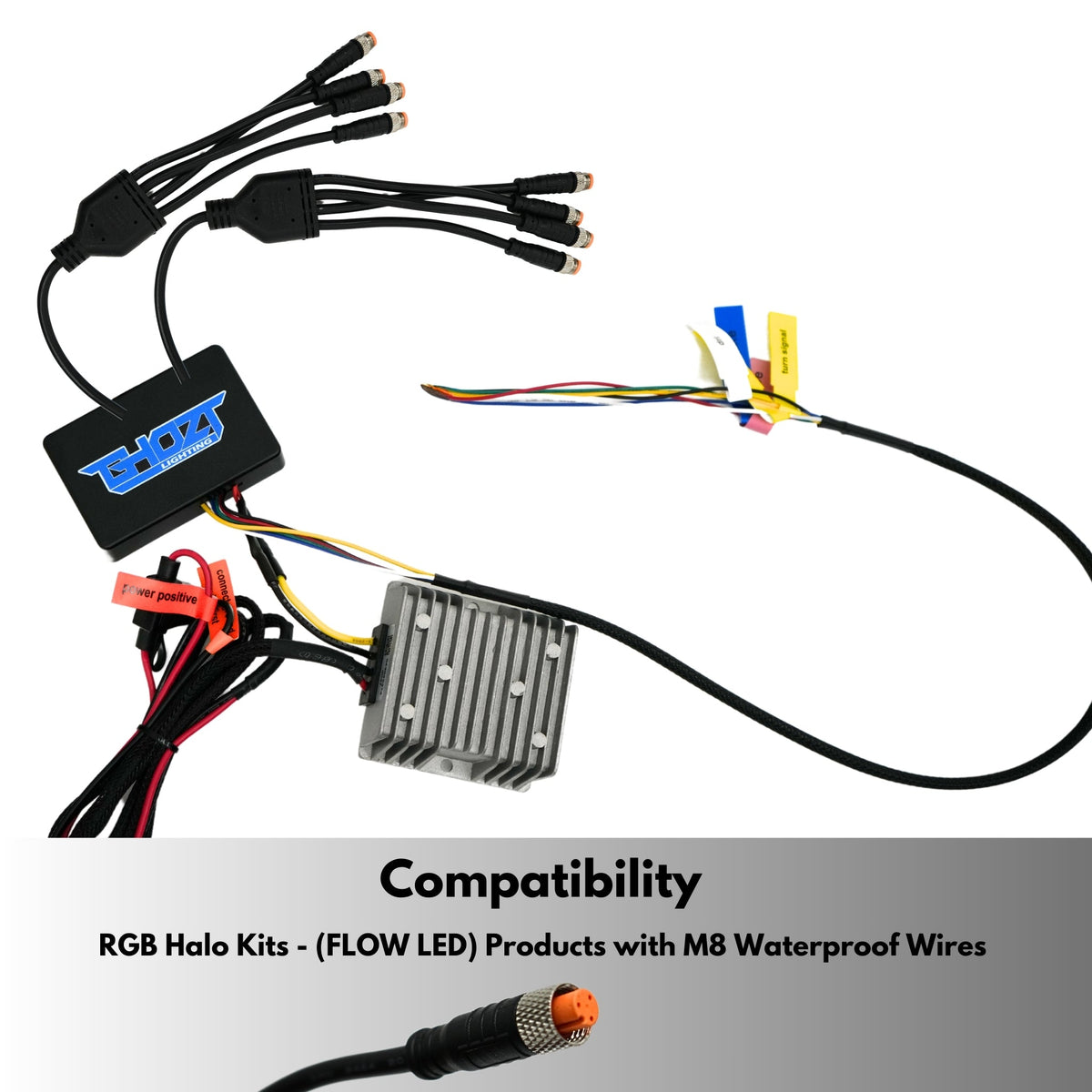 Blueghozt Bluetooth Controller (Flow Series) Prewired – Custom Multicolor LED Lighting by RGB Halo Kits
