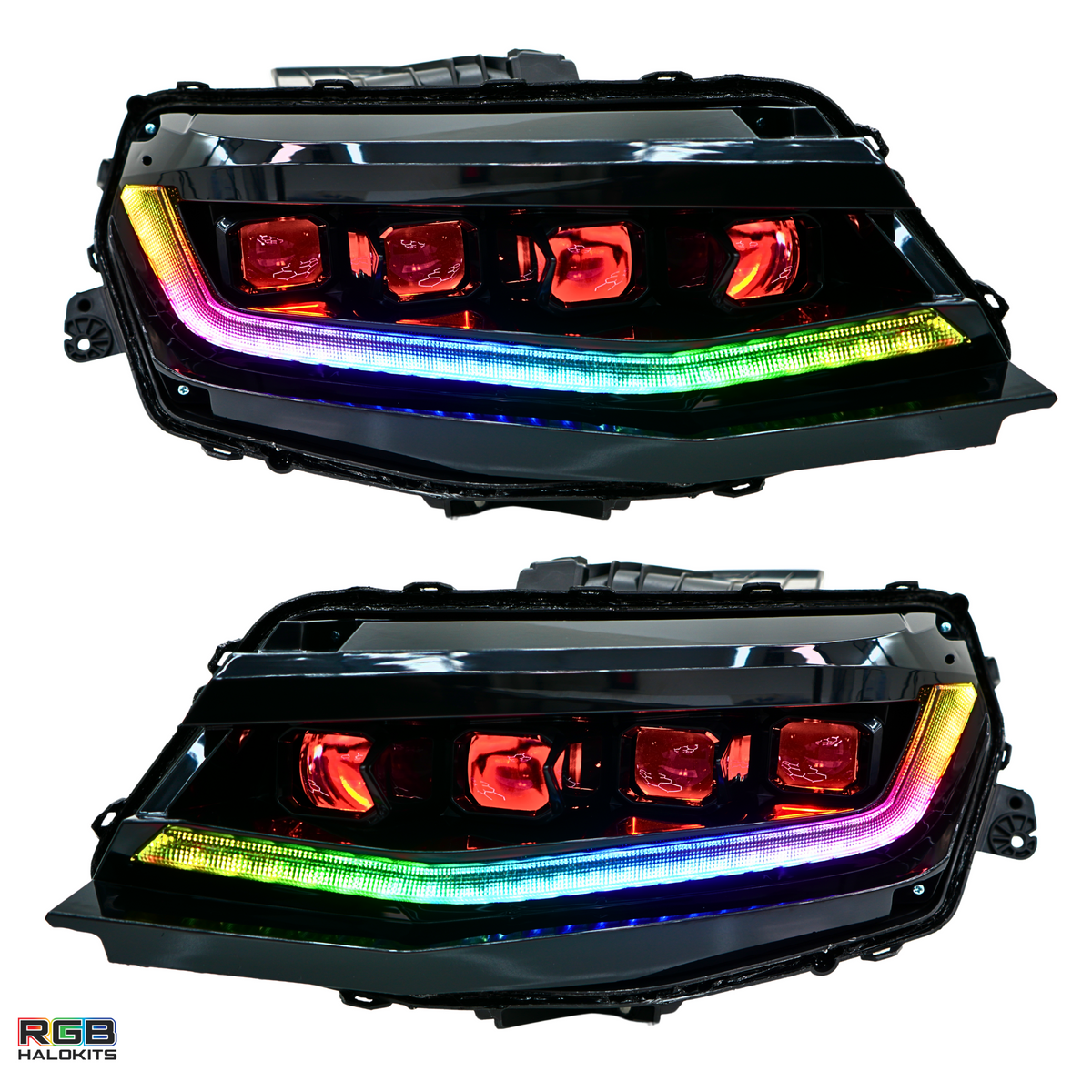 Chevrolet Camaro: Multicolor Flow Series Headlights + Demon Eyes (2016–2018) | XB Morimoto – Custom Multicolor LED Lighting by RGB Halo Kits