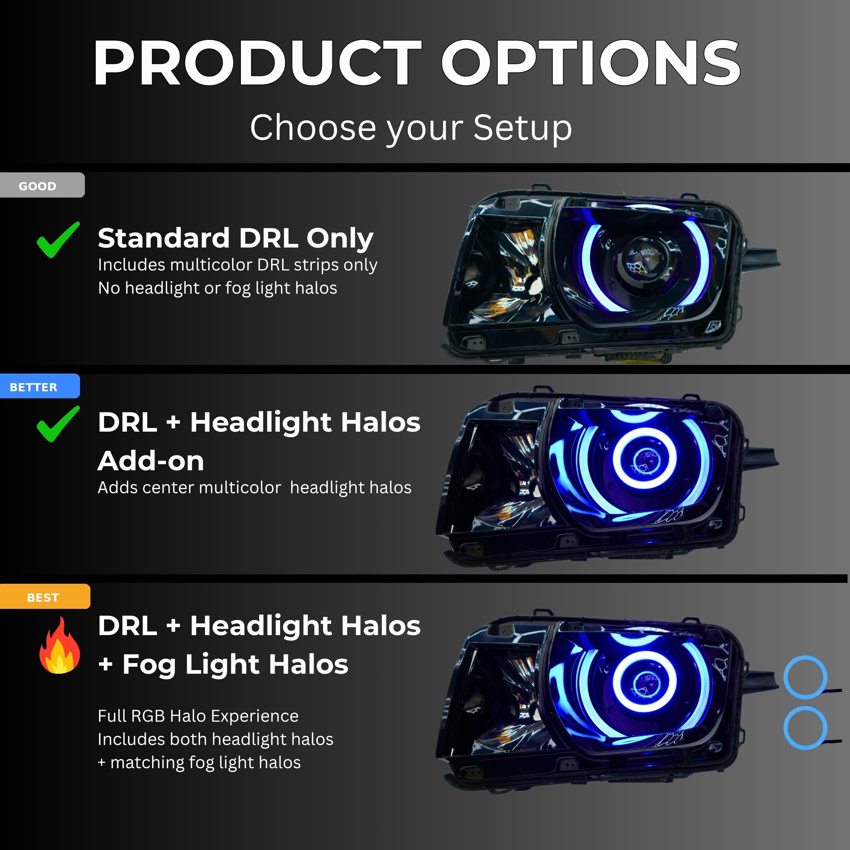 Chevrolet Camaro RS/SS RGBW DRL Boards (2010-2013) – Custom Multicolor LED Lighting by RGB Halo Kits