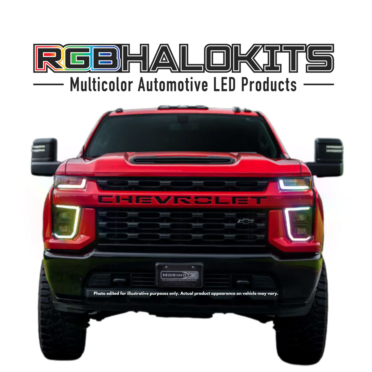 Chevrolet Silverado HD: Multicolor Flow Series Headlights + Demon Eyes (2020–2024) | XB Hybrid Morimoto – Custom Multicolor LED Lighting by RGB Halo Kits