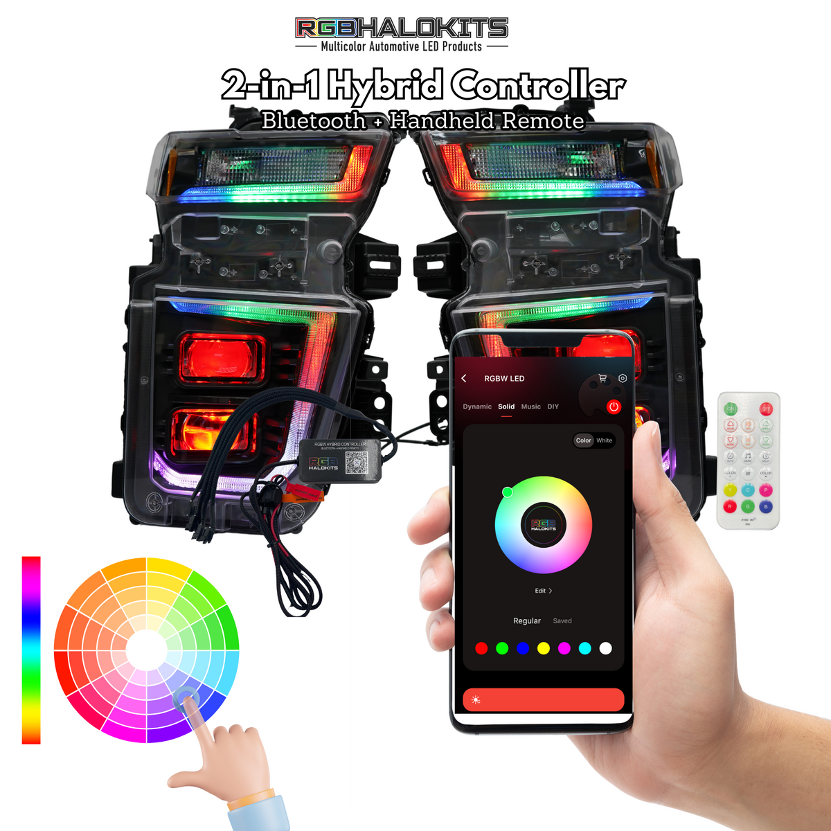 Chevrolet Silverado HD: Multicolor Flow Series Headlights + Demon Eyes (2020–2024) | XB Hybrid Morimoto – Custom Multicolor LED Lighting by RGB Halo Kits