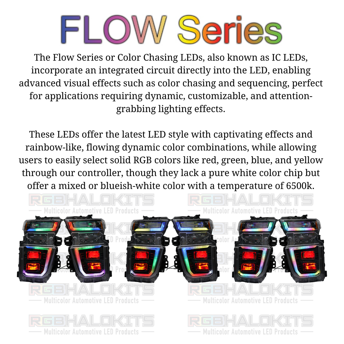 Chevrolet Silverado HD: Multicolor Flow Series Headlights + Demon Eyes (2020–2024) | XB Hybrid Morimoto – Custom Multicolor LED Lighting by RGB Halo Kits