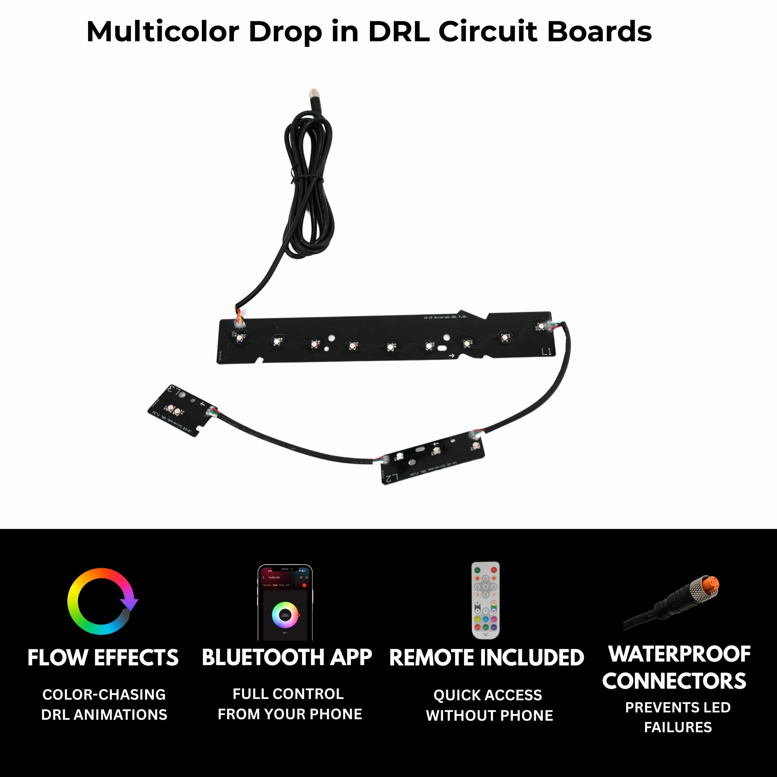 Chevrolet Silverado Multicolor Flow Series DRL Boards (2016-2018) – Custom Multicolor LED Lighting by RGB Halo Kits