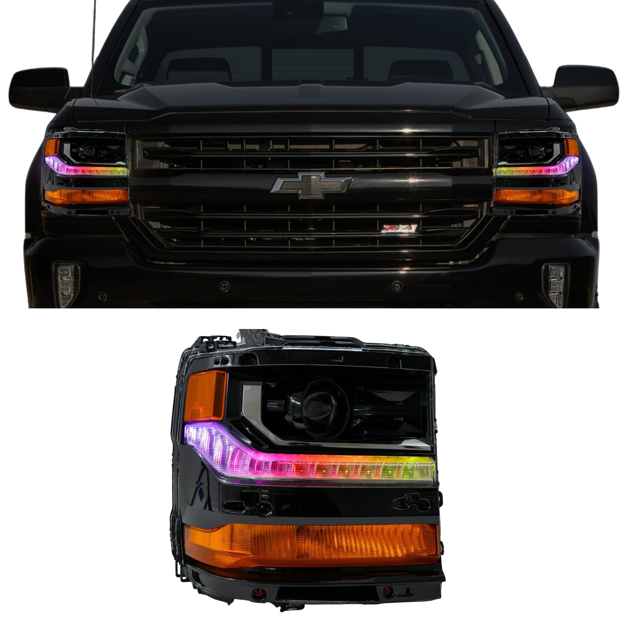 Chevrolet Silverado Multicolor Flow Series DRL Boards (2016-2018) – Custom Multicolor LED Lighting by RGB Halo Kits