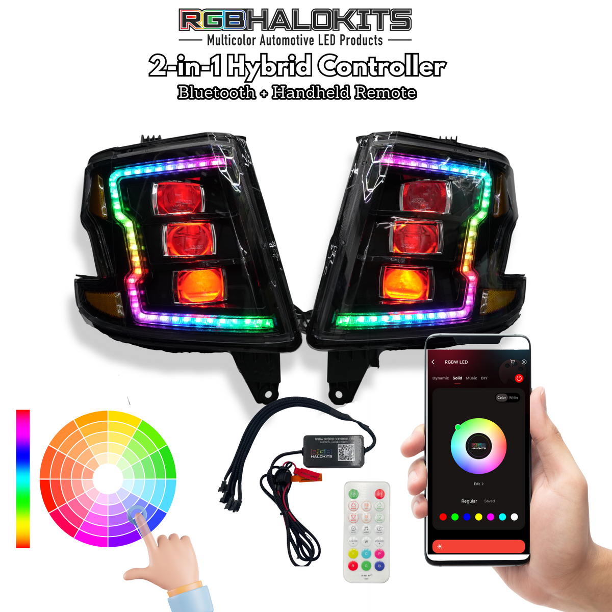 Chevrolet Tahoe / Suburban: Multicolor Flow Series Headlights (2015-2020) | XB Morimoto – Custom Multicolor LED Lighting by RGB Halo Kits
