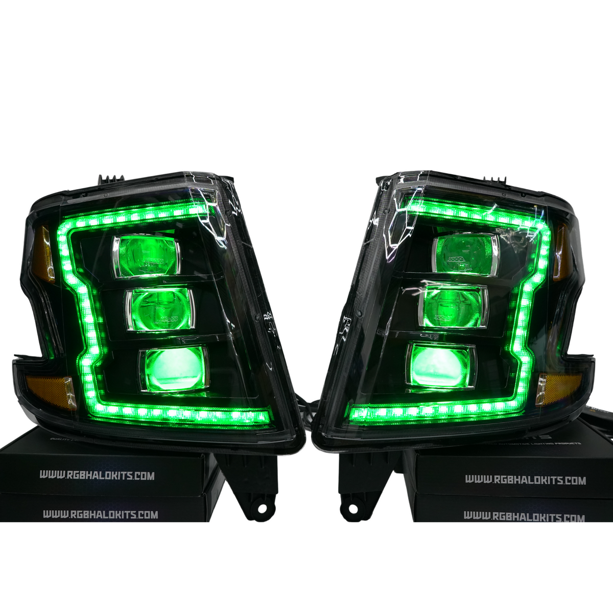Chevrolet Tahoe / Suburban: Multicolor Flow Series Headlights (2015-2020) | XB Morimoto – Custom Multicolor LED Lighting by RGB Halo Kits