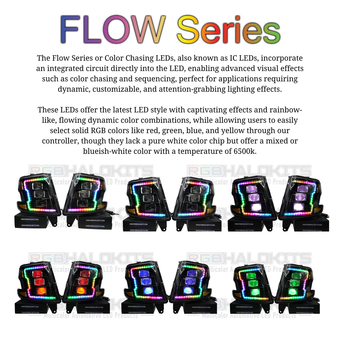Chevrolet Tahoe / Suburban: Multicolor Flow Series Headlights (2015-2020) | XB Morimoto – Custom Multicolor LED Lighting by RGB Halo Kits