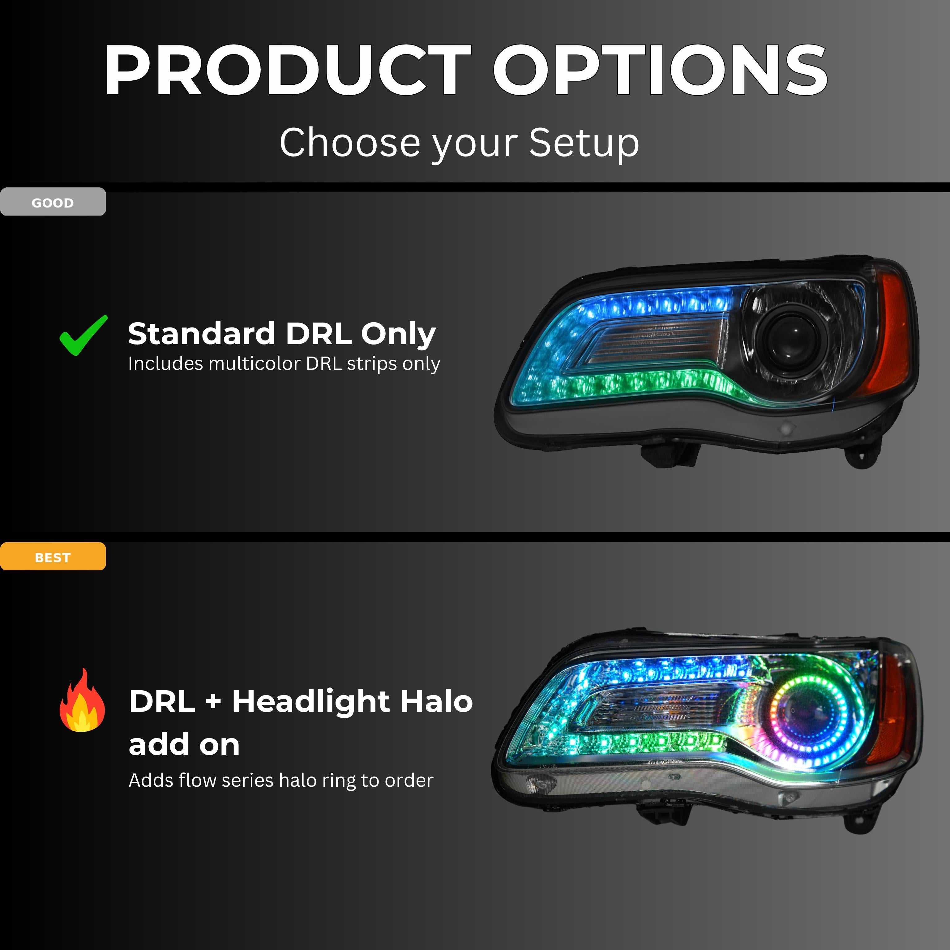 Chrysler 300 Multicolor DRL Boards (2011-2023) – Custom Multicolor LED Lighting by RGB Halo Kits