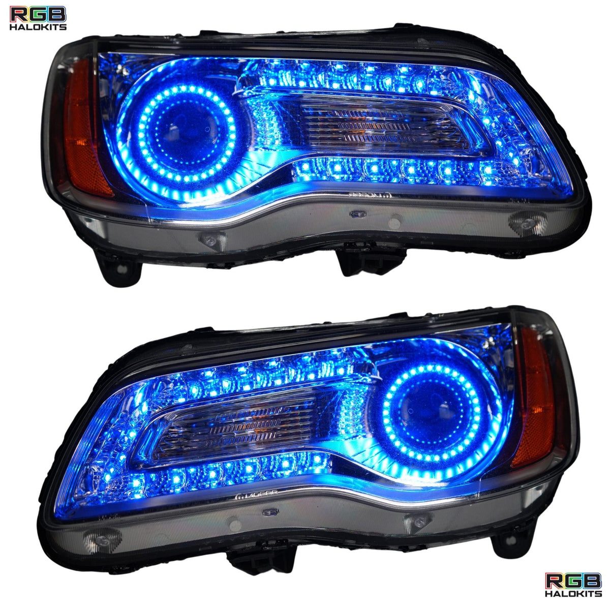 Chrysler 300: Multicolor Flow Series Headlights + Halos (2011-2023) – Custom Multicolor LED Lighting by RGB Halo Kits