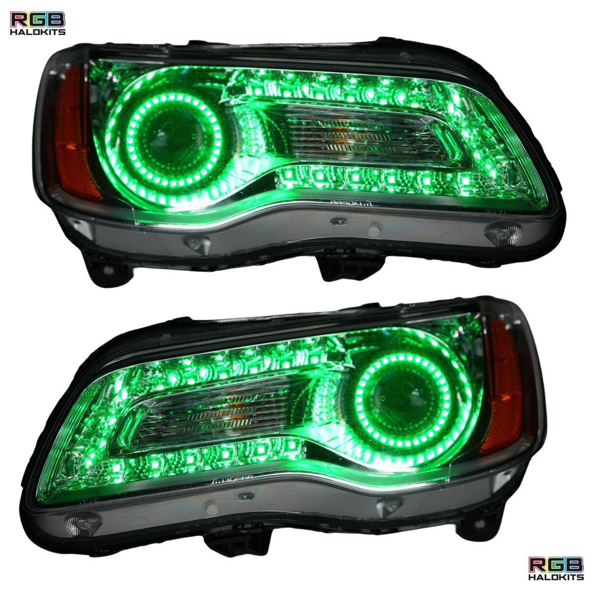 Chrysler 300: Multicolor Flow Series Headlights + Halos (2011-2023) – Custom Multicolor LED Lighting by RGB Halo Kits