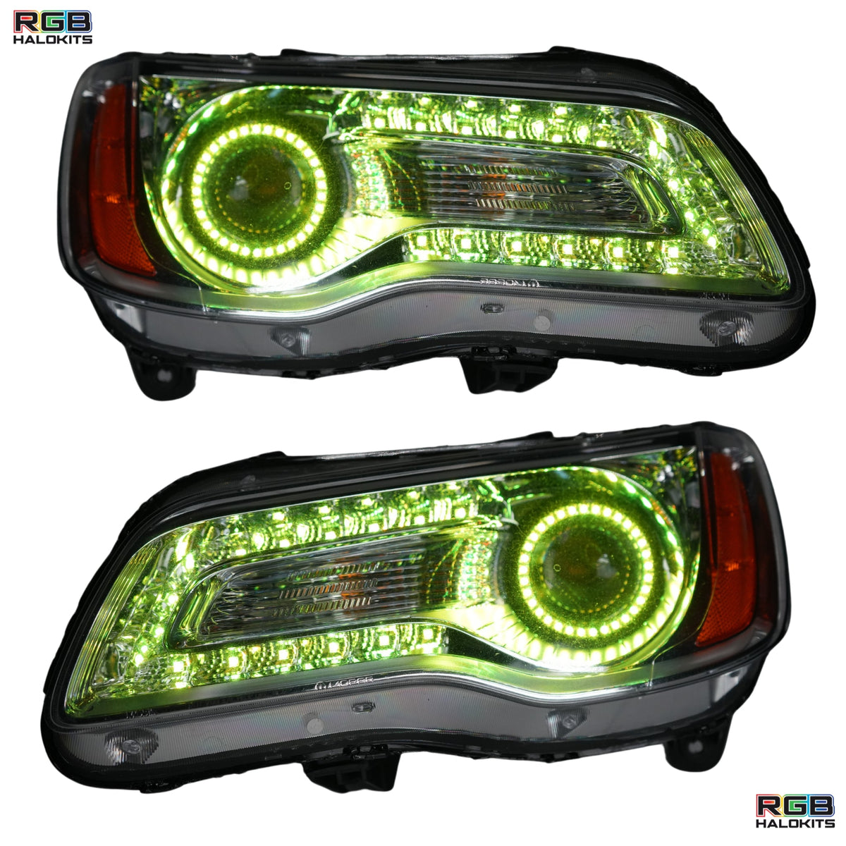 Chrysler 300: Multicolor Flow Series Headlights + Halos (2011-2023) – Custom Multicolor LED Lighting by RGB Halo Kits