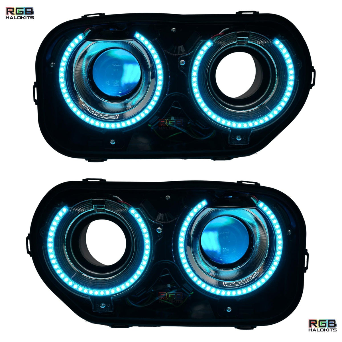 Dodge Challenger: Multicolor Headlights with RGBW Demon Eyes (2015-2023) – Custom Multicolor LED Lighting by RGB Halo Kits