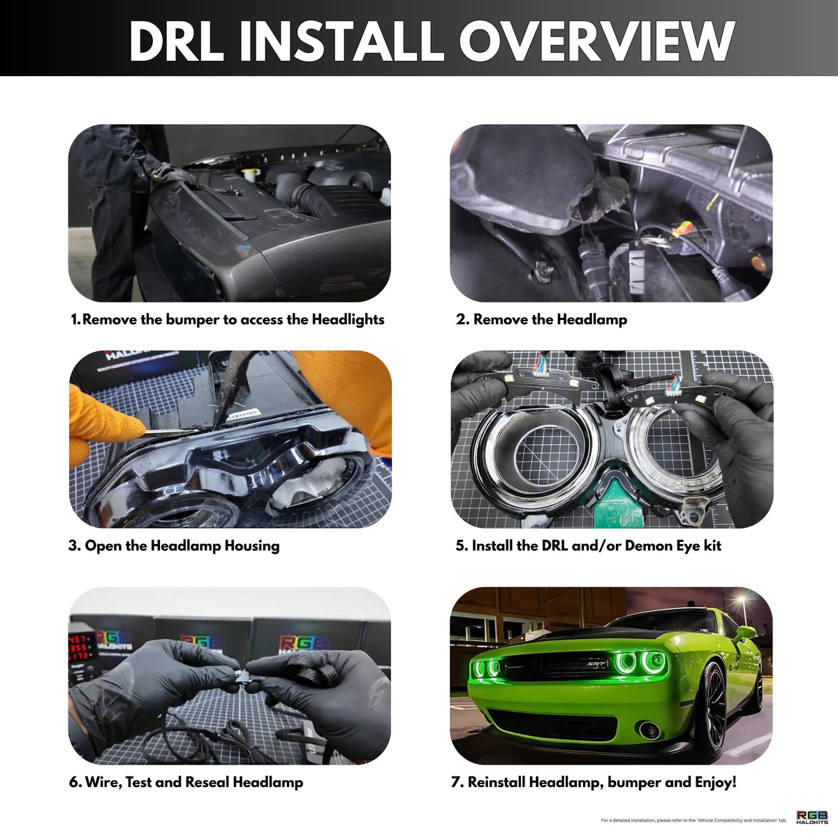 Dodge Challenger RGBW DRL Boards (2015-2023) – Custom Multicolor LED Lighting by RGB Halo Kits