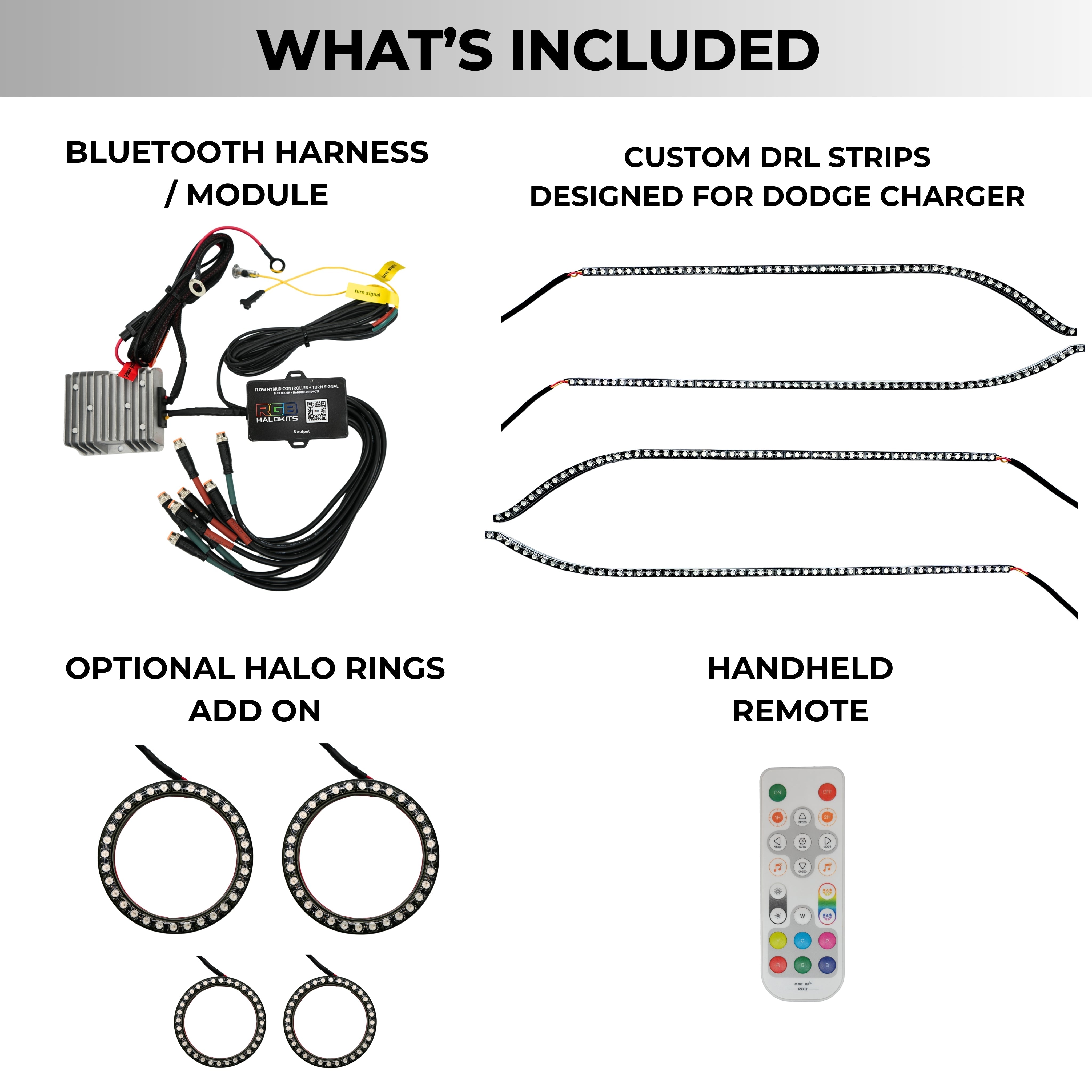 Dodge Charger Flow Series DRL Boards (2015-2023) – Custom Multicolor LED Lighting by RGB Halo Kits