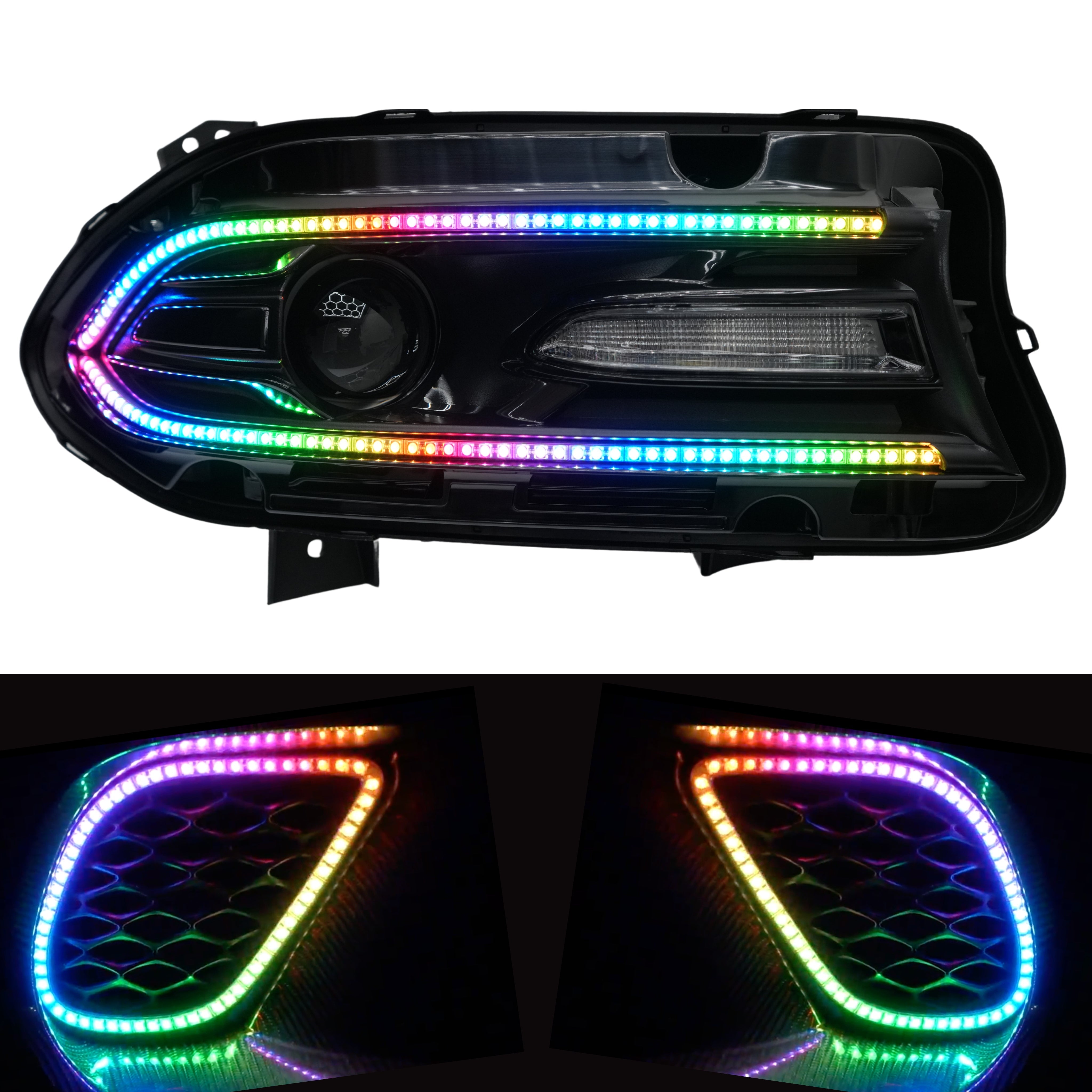 Dodge Charger Flow Series DRL Boards (2015-2023) – Custom Multicolor LED Lighting by RGB Halo Kits