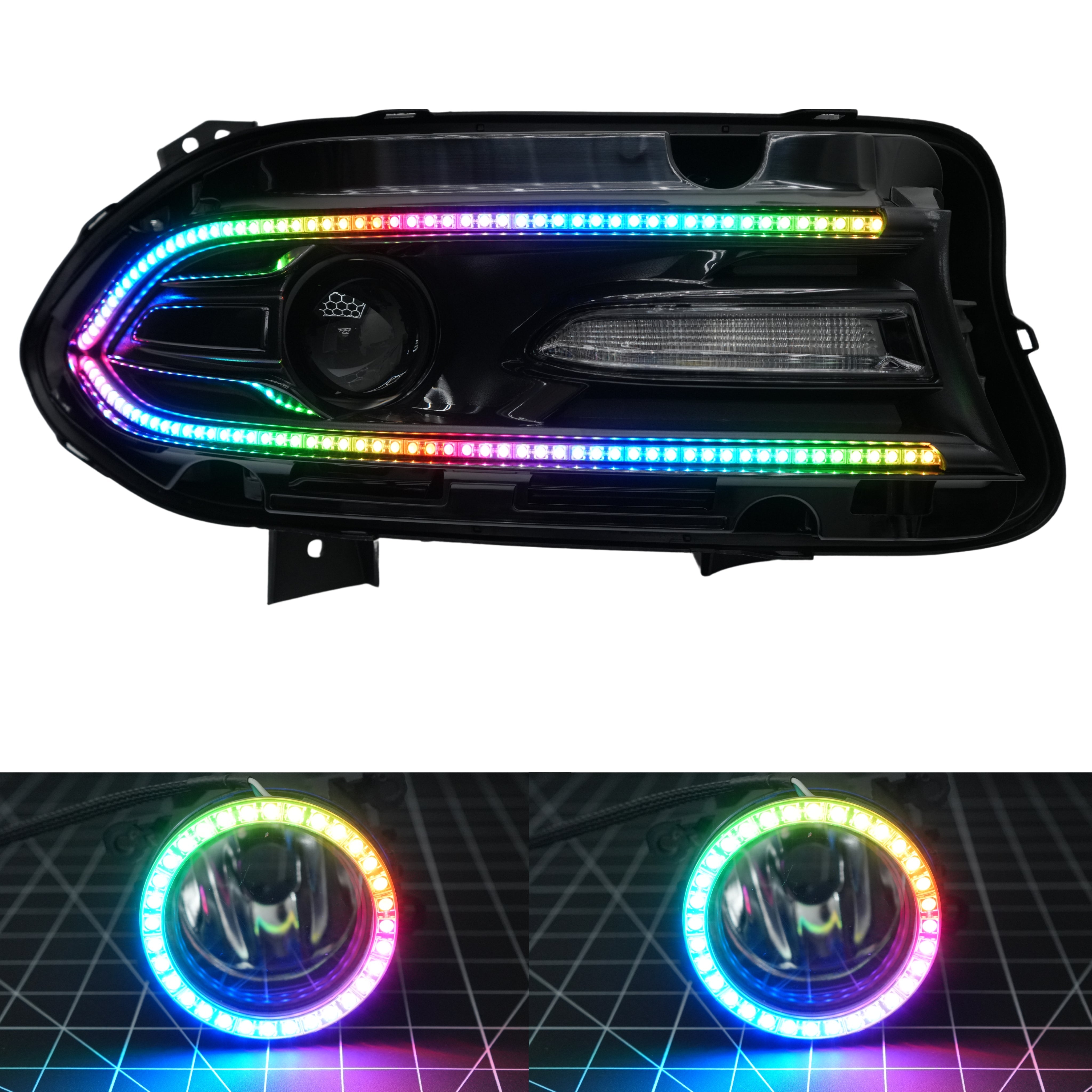 Dodge Charger Flow Series DRL Boards (2015-2023) – Custom Multicolor LED Lighting by RGB Halo Kits