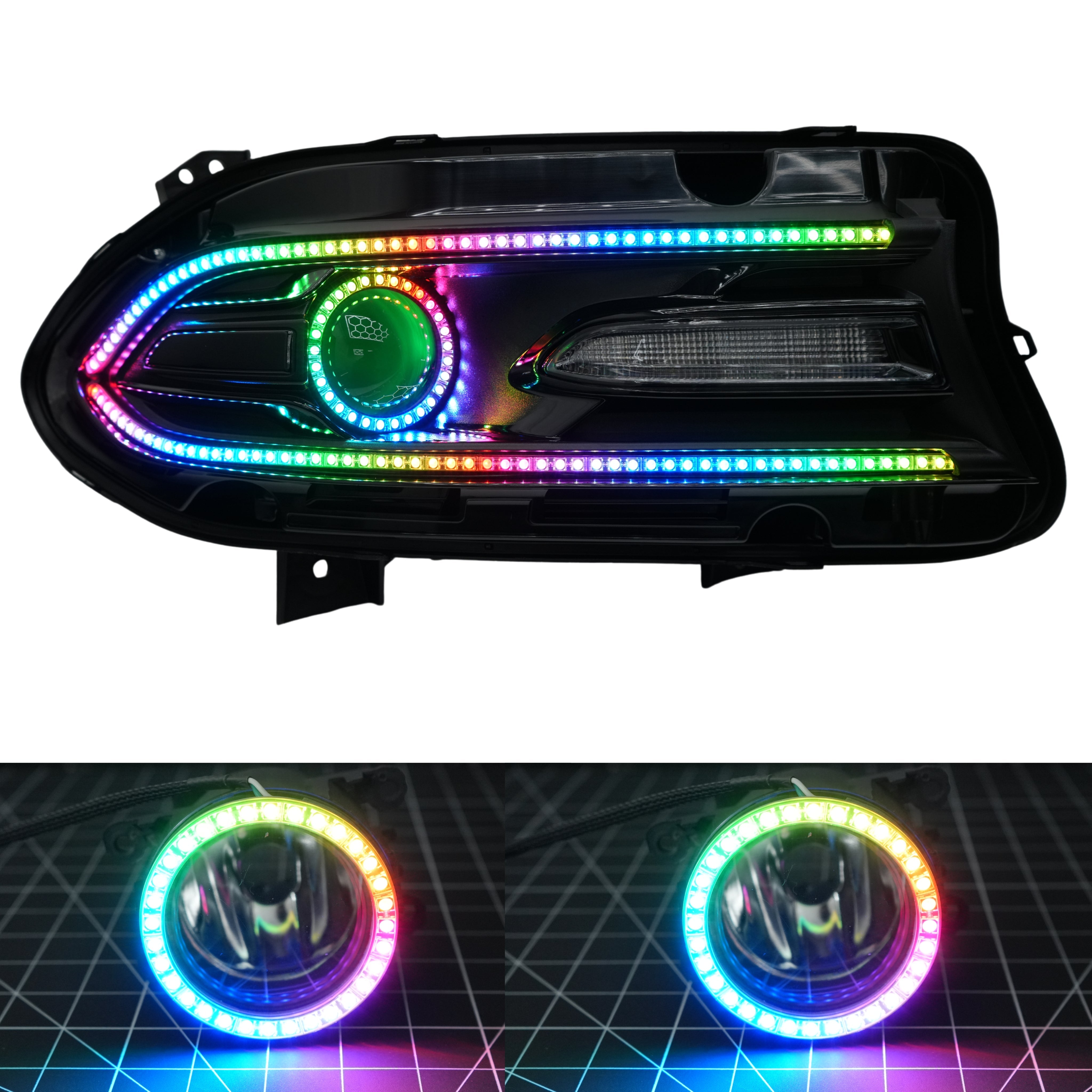Dodge Charger Flow Series DRL Boards (2015-2023) – Custom Multicolor LED Lighting by RGB Halo Kits