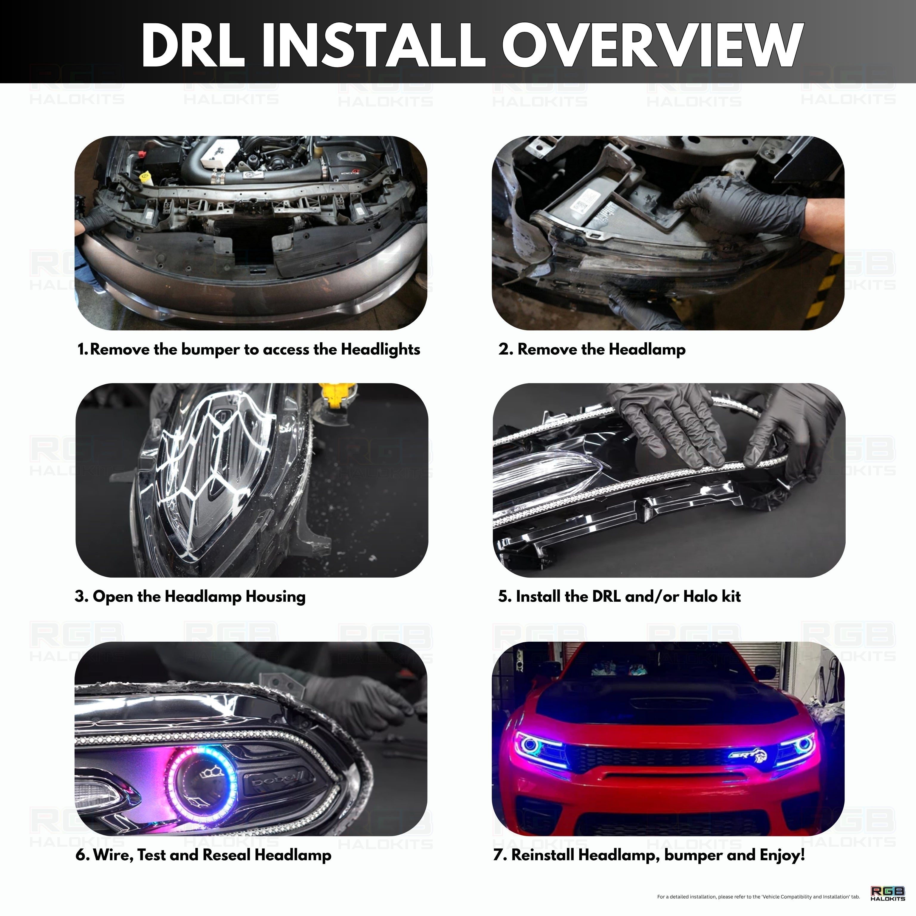 Dodge Charger Flow Series DRL Boards 2.0 | Diffused LED (2015-2023) – Custom Multicolor LED Lighting by RGB Halo Kits