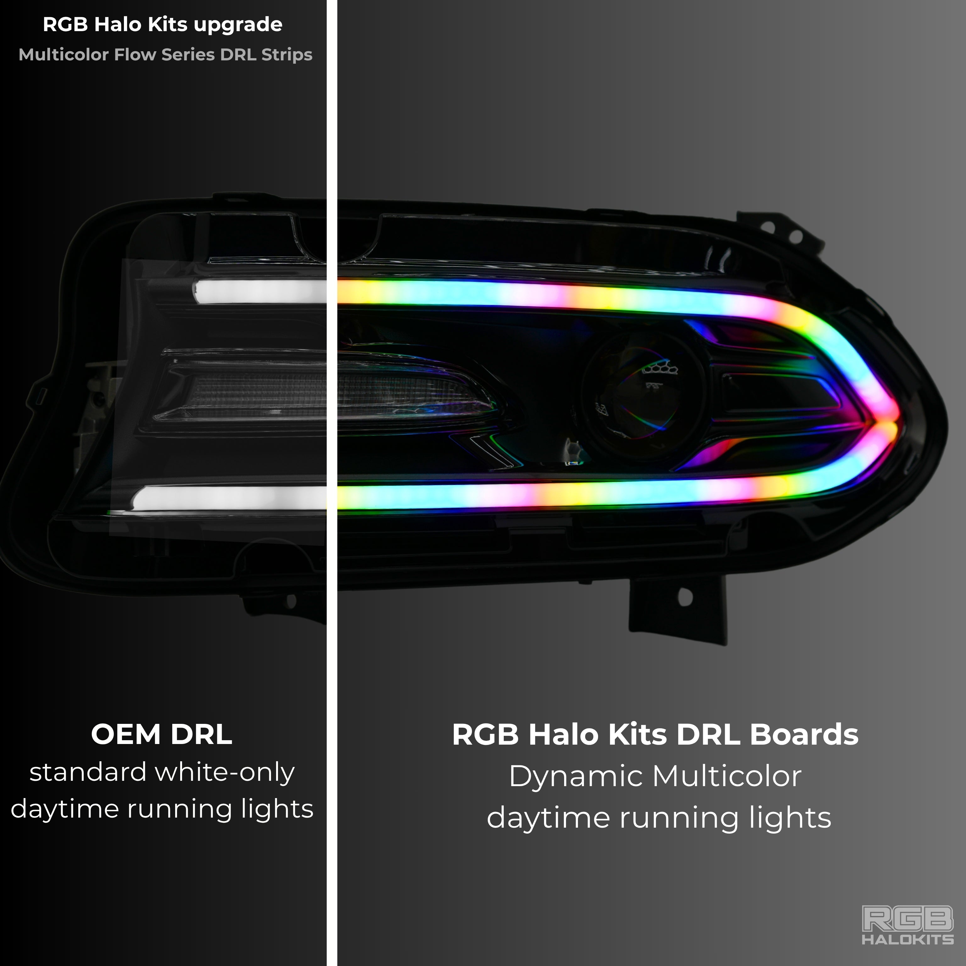 Dodge Charger Flow Series DRL Boards 2.0 | Diffused LED (2015-2023) – Custom Multicolor LED Lighting by RGB Halo Kits