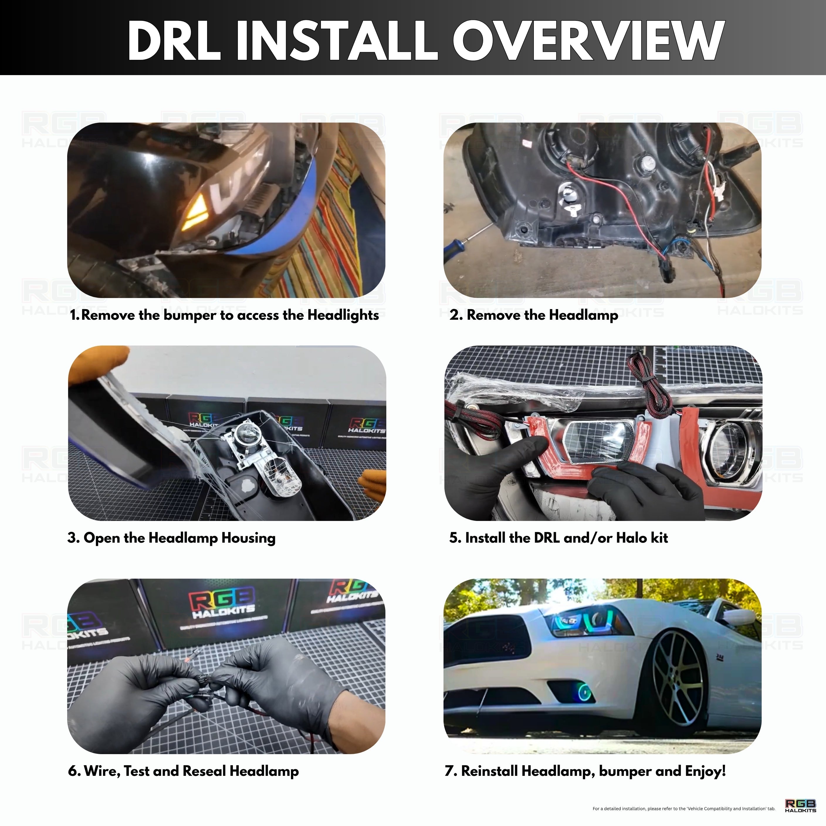 Dodge Charger Flow Series DRL Boards (for 2011-2014 Spec-D Headlights) – Custom Multicolor LED Lighting by RGB Halo Kits